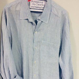 Mens Banana republic linen blue and white striped